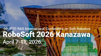 A RoboSoft 2026 hivatalos bannere, melyen a kanazawai állomás ikonikus Tsuzumi-mon kapuja látható.