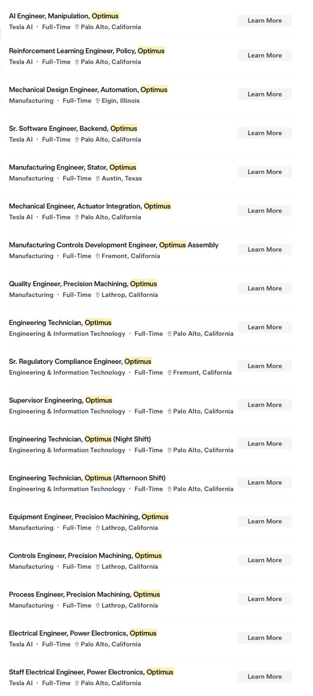 Tesla Optimus: 110 új állás a robotokért