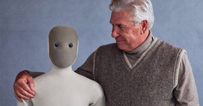 A 1X NEO otthoni robot minimalista, szövetborítású kialakítása