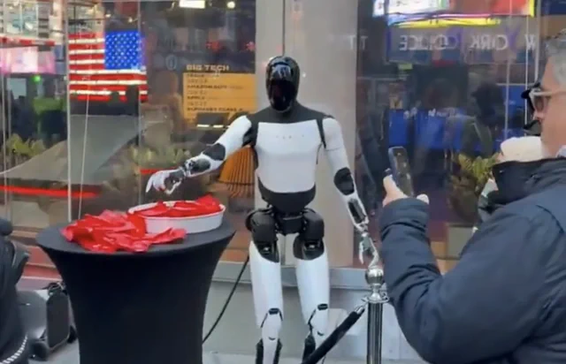 Tesla's Optimus Hands Out Sweets in Times Square