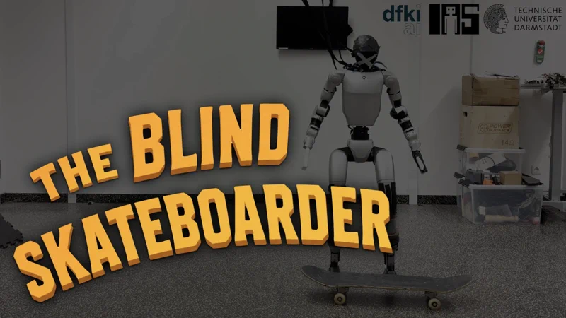 Unitree G1 humanoid vakon gördeszkázik és trükköket hajt végre